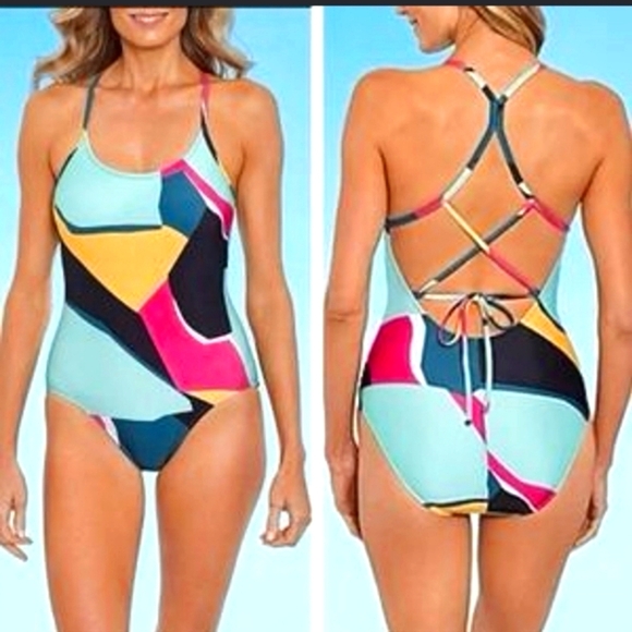 Xersion One Piece Removable Padded Cups Adjustable Back Swimsuit Sz XXL (NWT) - Picture 1 of 12